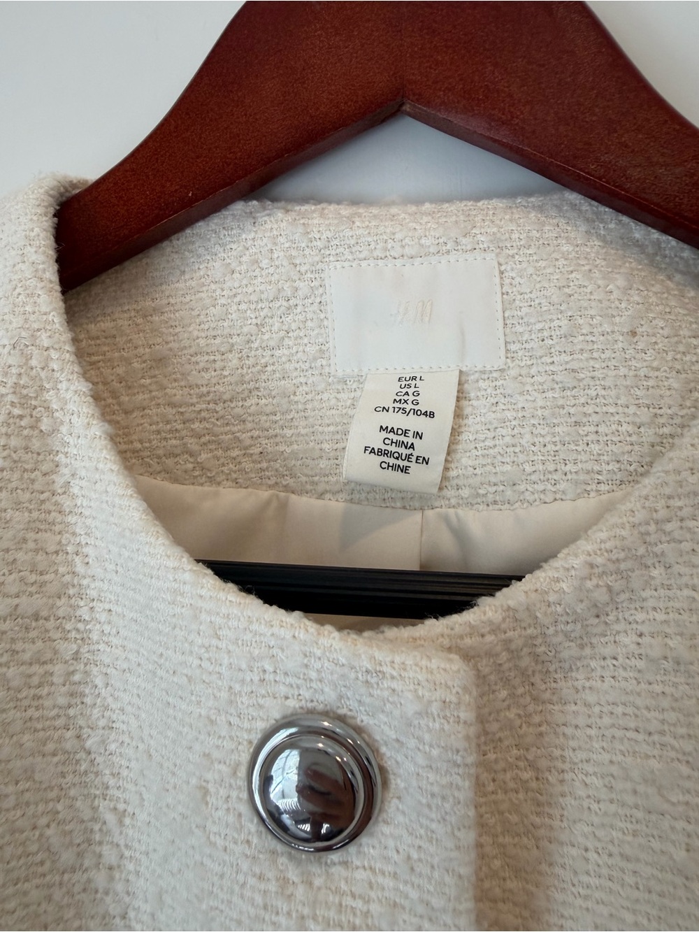 H&M Cream Short-Sleeve Bouclé Jacket - Picture 3 of 4